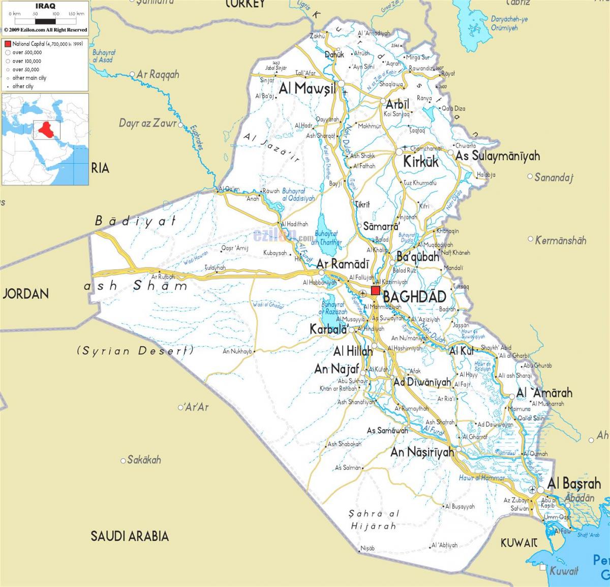 Mapa de Iraq río