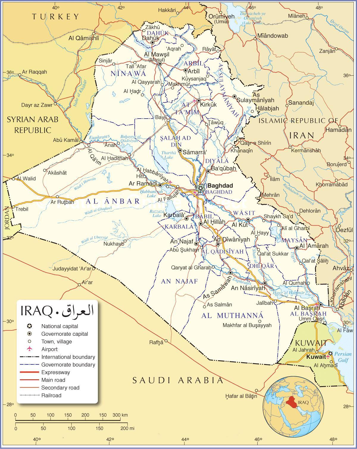 Mapa de Iraq estradas
