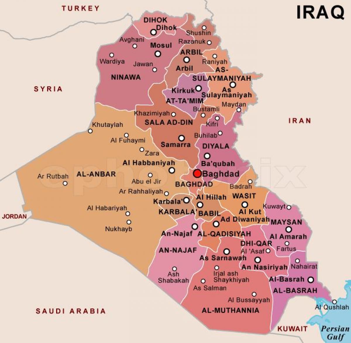 Mapa de Iraq unidos