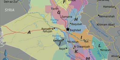 Mapa de Iraq rexións